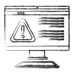 desktop computer with alert template vector illustration design
