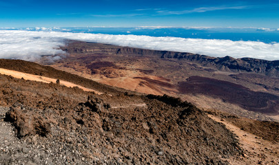 View from top of Mount Teide, Tenerife, into the caldera