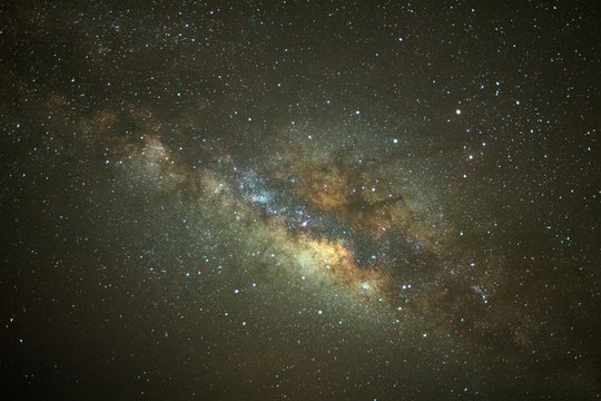 Fototapeta milky way galaxy with cloud and space dust in the universe, Long exposure photograph, with grain.