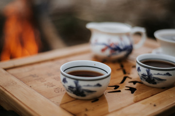 Чайная церемония у костра, заварка вкуснейшего пуэра