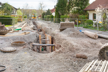 Auswechseln der Kanalisation im Wohngebiet