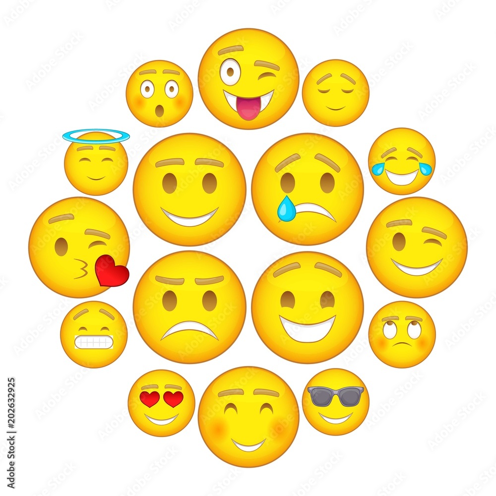 Poster smiles icons set. cartoon illustration of 16 smiles vector icons for web - Posters