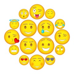 Fototapeta premium Smiles icons set. Cartoon illustration of 16 smiles vector icons for web