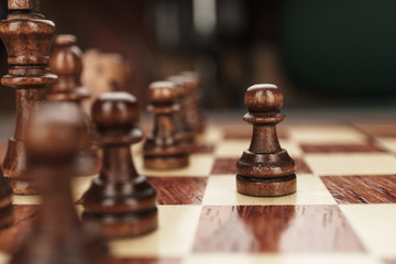 chess leadership concept on the chessboard background