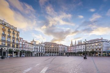 Plaza Mayor y ayuntamiento de  Burgos en Castilla y Leon España