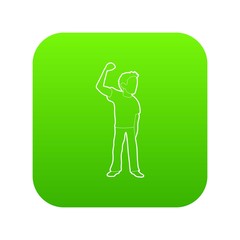 Riot of man icon green vector isolated on white background