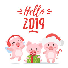 Fototapeta na wymiar 2019 New yea, Christmas greeting card
