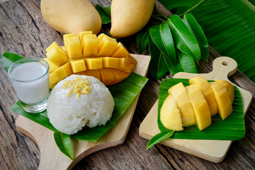 Mango and sticky rice dessert Thai food 