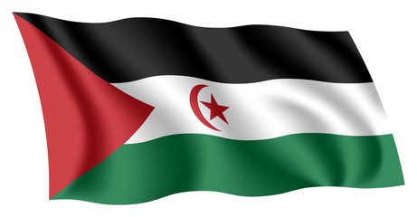 Sahrawi flag. Isolated national flag of the Sahrawi Republic. Waving flag of the Sahrawi Arab Democratic Republic (SADR). Fluttering textile sahrawi flag.