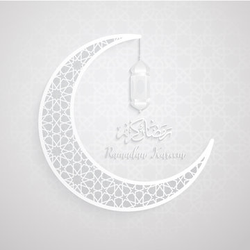 ramadan backgrounds crescent moon vector  with Arabic pattern white background