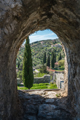 Arched wall window in the Stari Bar ruins