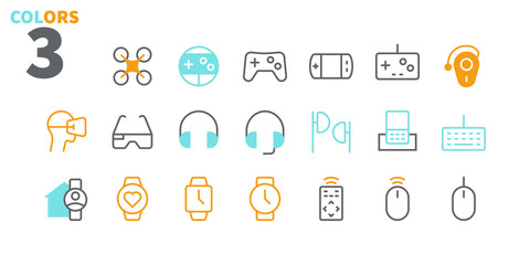 Devices UI Pixel Perfect Well-crafted Vector Thin Line Icons 48x48 Ready for 24x24 Grid for Web Graphics and Apps with Editable Stroke. Simple Minimal Pictogram Part 2-3