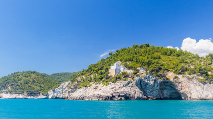 Fototapeta na wymiar Panoramic view of San Felice Bay, in Apulia region, south Italy.
