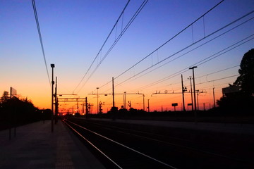 the rail ways in sunset