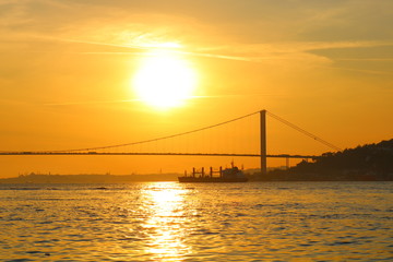 Fototapeta na wymiar Bosphorus Bridge at Sunset