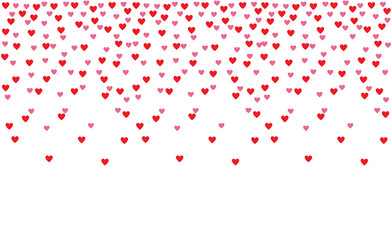Red and pink heart shape background wallpaper. Gorgeous Hearts Falling on white background. Invitation Design Template for Greeting Card or Poster.