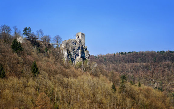 Blick auf die Burgruine Neideck