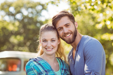 Obraz premium Hipster couple smiling at camera
