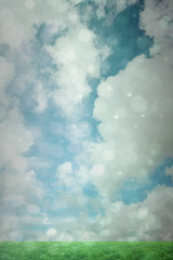 Grass against blue abstract light spot design