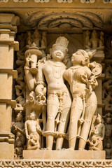 Detail of the famous indian Madhya Pradesh tourist landmark, Khajuraho, Madhya Pradesh, India, Asia, Asian, South Asia