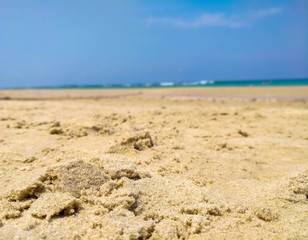 Closeup of sand grains on beach