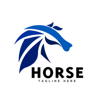 Blue sport head horse logo