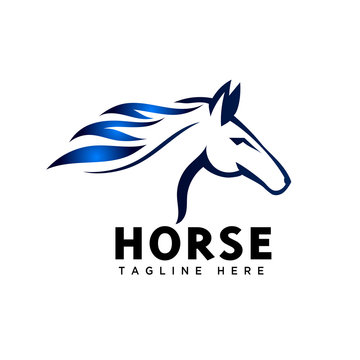 Elegance run fast head horse art logo