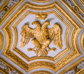 Double headed Eagle emblem of the Habsburg Empire, in the Church of Santa Maria dell'Anima, in Rome, Italy. 