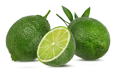Fresh lime isolated on white background with clipping path