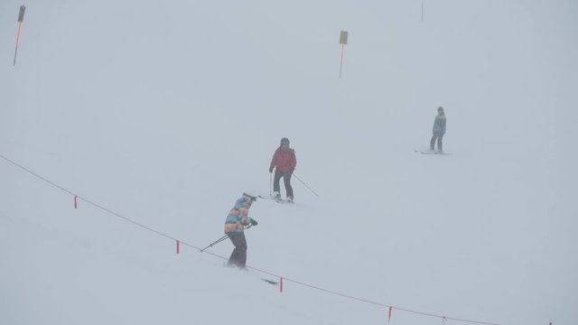Skiing on a ski slope