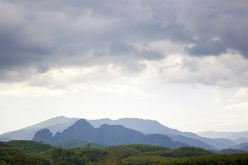 Landscape of rain forest and mountain in South East Asia