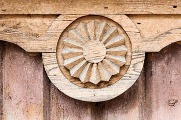 Carved wood ornament, home decoration element. Background.