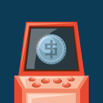 video game arcade machine icon over blue background, colorful design. vector illustration