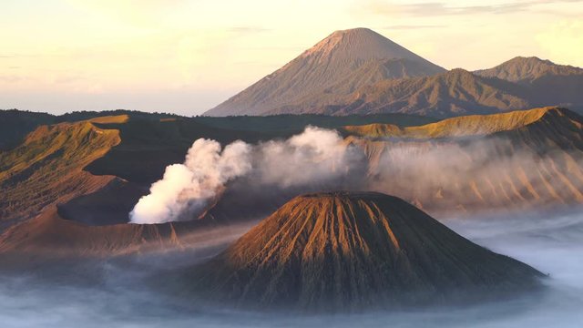 4K Video of Sunrise at Bromo Mountain, Java, indonesia