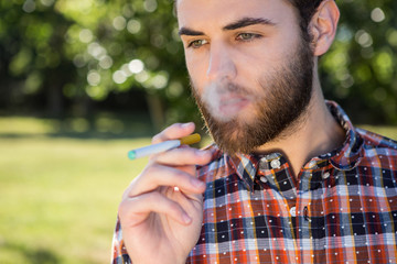 Fototapeta premium Hipster smoking an electronic cigarette