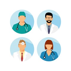 Medical avatars set vector. Medical clinic staff flat avatars. 