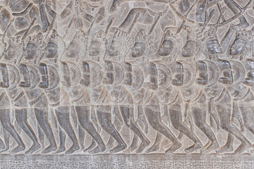 Ancient part of huge ornament in Angkor Wat temple, Siem Reap, Cambodia