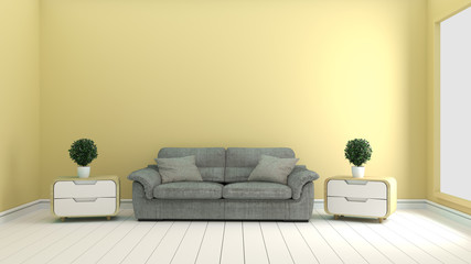 Yellow room -Beautiful room, Empty room , Modern bright interior. 3D rendering