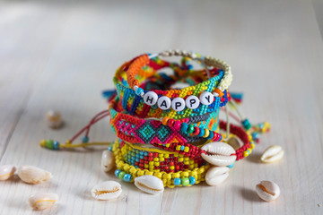 handmade bracelets with beads and shells