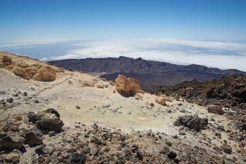 Fototapeta na wymiar rocky desert landscape on top of teide volcano tenerife