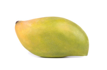 Mango fruit, cubes and mango slices, isolated on a white background