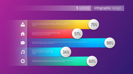Easy editable vector 5 options infographic design, bar chart, pr