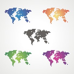 Fototapeta na wymiar Pixel World Map icon