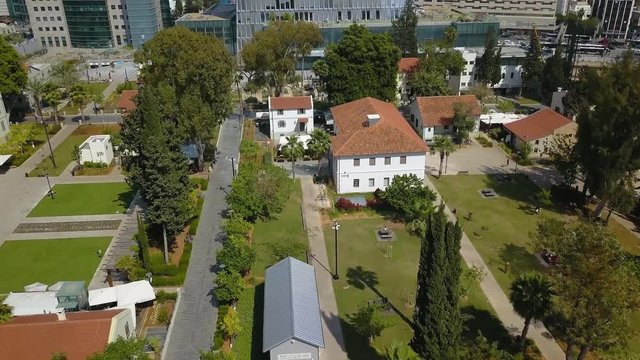 Tel Aviv Sarona market aerial drone footage 4k