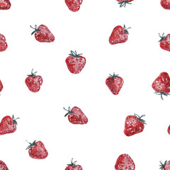 Watercolor strawberry seamless pattern