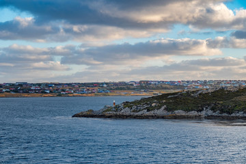 Naklejka na ściany i meble View of Stanely from Stanley Harbour, Falkland Islands