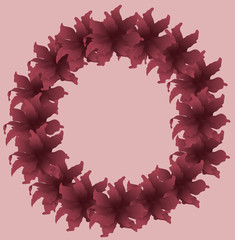 Pink flower wreath background or frame vector illustration