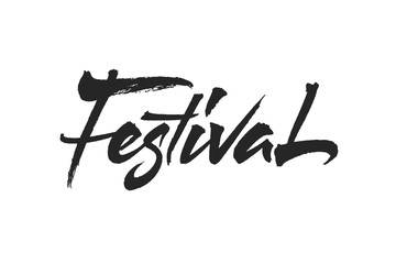 Festival vector text. Sign with paint brush texture. Freehand typography design