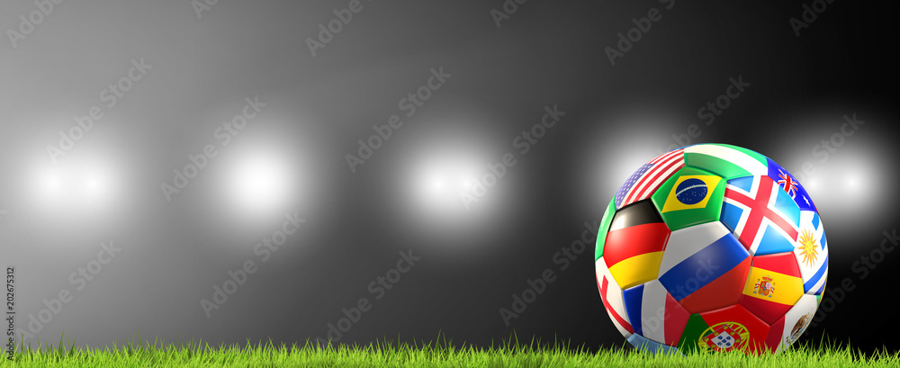 Wall mural soccer ball flags russia 3d rendering