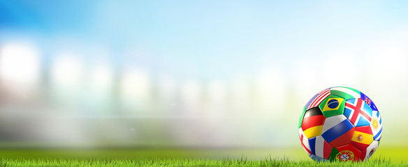 soccer ball flags Russia 3d rendering © wetzkaz
